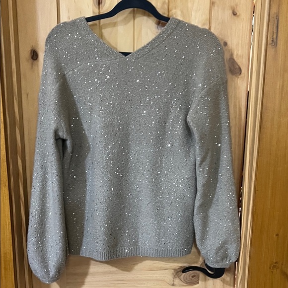 Loft Sequin Double V Sweater S - Picture 9 of 9